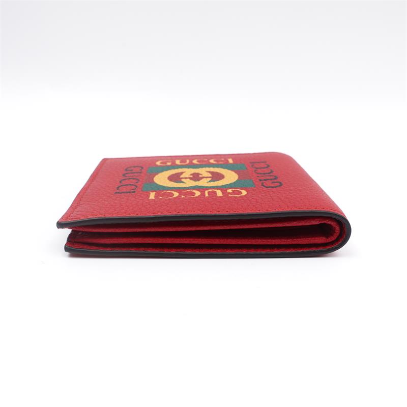 Pre-owned Gucci Print Red Calfskin Bifold Wallet