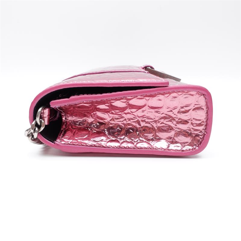 Pre-owned Balenciaga Hourglass Pink Vernis Shoulder Bag