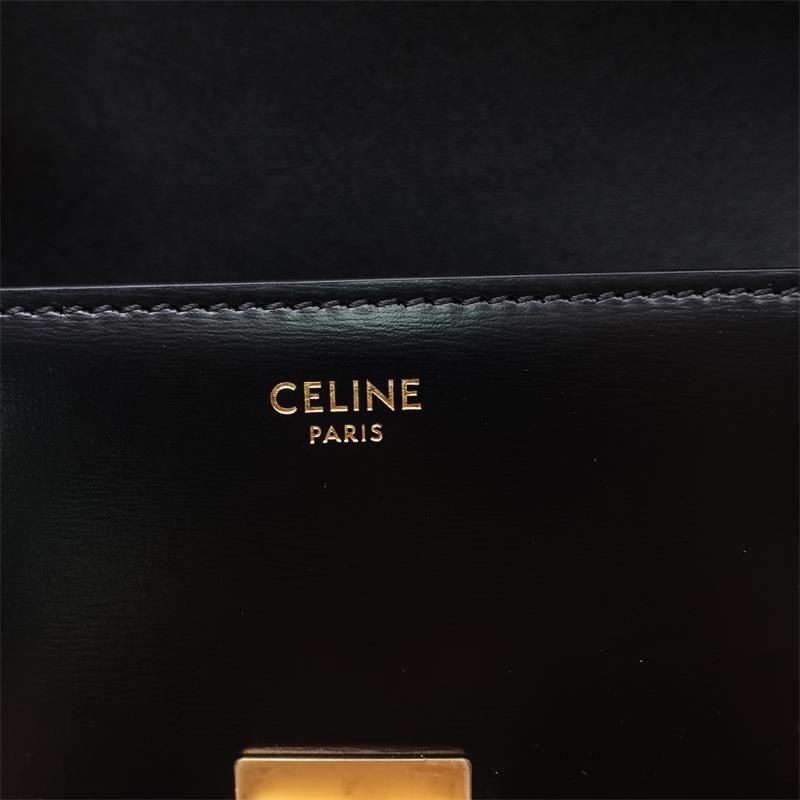 Pre-owned Celine Triomphe Black Calfskin Shoulder Bag