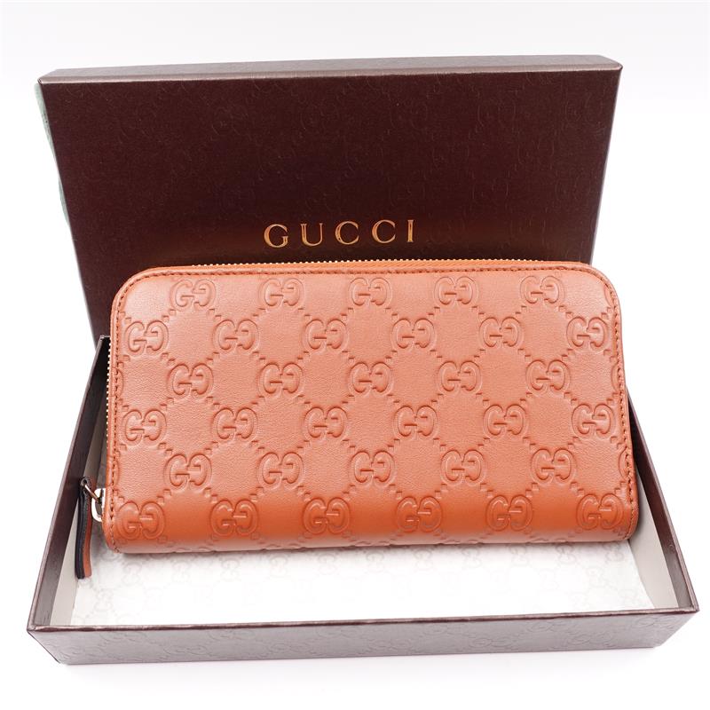 Pre-owned Gucci Brown Calfskin Long Zippy Wallet