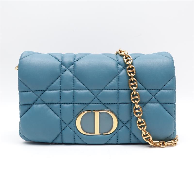 Pre-owned Dior Caro Blue Lambskin Shoulder Bag - HZ