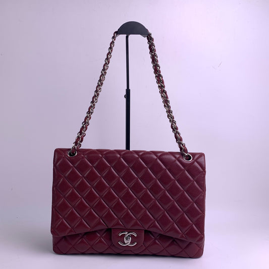 Pre-owned CHANEL Calfskin Shoulder Bags Red CF Maxi Shoulder Bag-HZTT