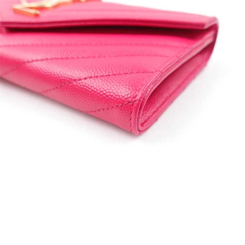 Pre-owned Saint Laurent Pink Calfskin Short Wallet