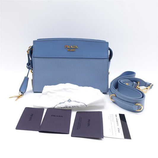 Pre-owned Prada Esplanade Blue Calfskin Shoulder Bag