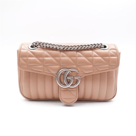 Pre-owned Gucci Marmont Milk Tea Calfskin Shoulder Bag-HZ