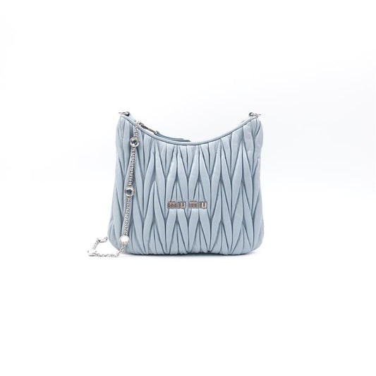 Pre-owned Miumiu Cloud Blue Calfskin Crystal Shoulder Bag - HZ