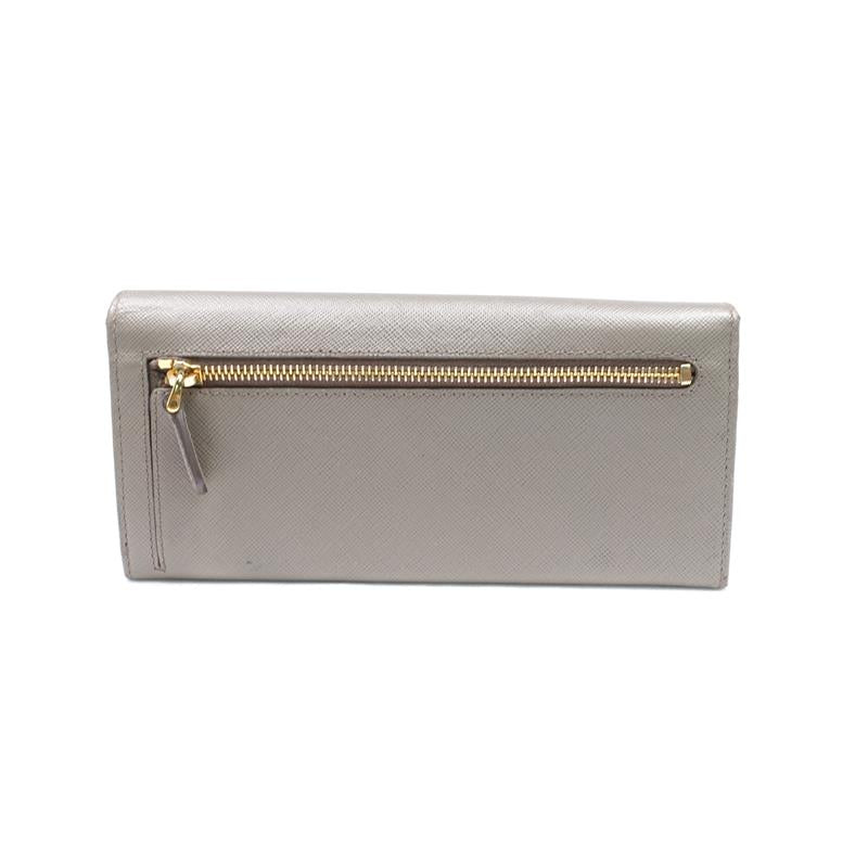 Pre-owned Prada Grey Calfskin Long Wallet