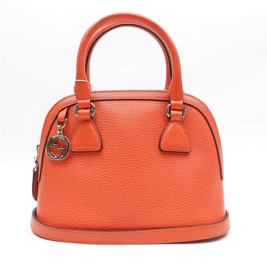 Pre-owned Gucci Dome Orange Calfskin Shoulder Bag-TS