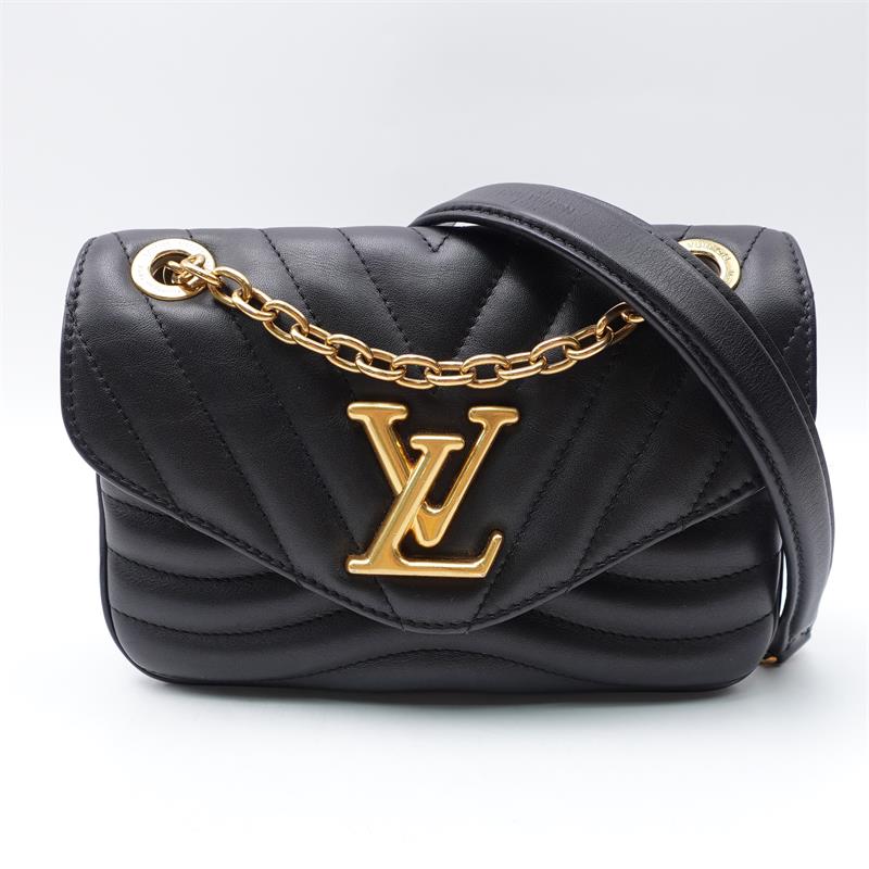 Pre-owned Louis Vuitton New Wave Black Calfskin Shoulder Bag-TS