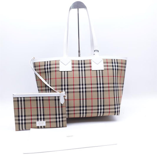 Pre-owned Burberry Classic Plaid Beige Canvas Tote W/P