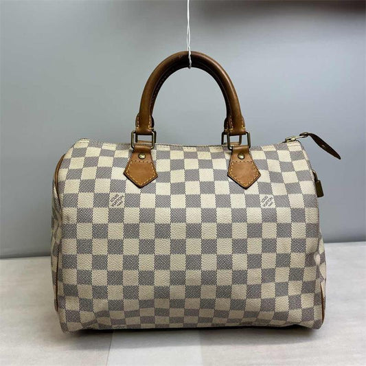 【DEAL】Pre-owned Louis Vuitton Speedy 30 White Coated Canvas Handbag-HZ