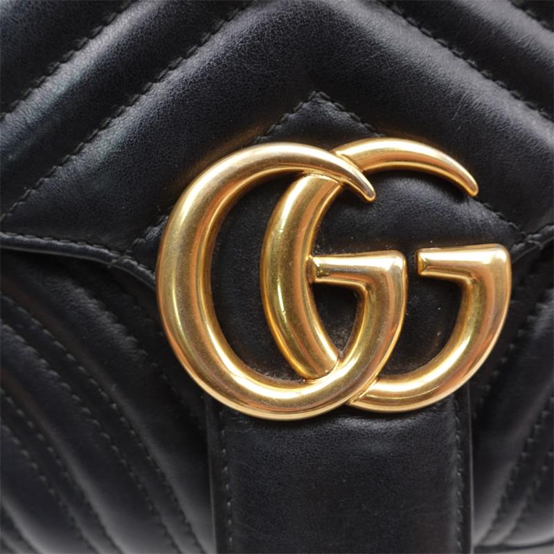 Pre-owned Gucci GG Marmont Black Calfskin Shoulder Bag