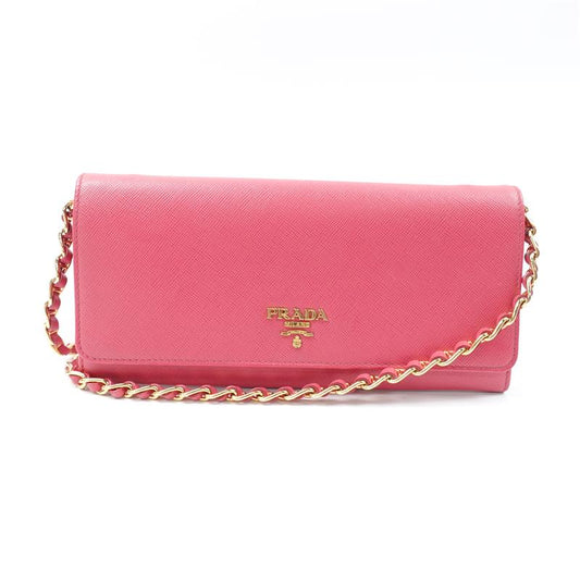 Prada Pink Saffiano Wallet On Chain