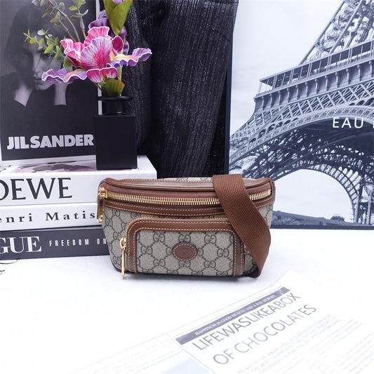 Pre-owned Gucci Retro Brown Coated Canvas Belt Bag