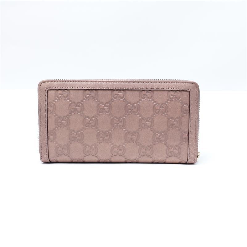 Pre-owned Gucci GG Pink Calfskin Long Zipper Wallet