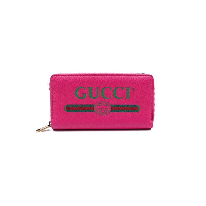 【DEAL】Pre-owned GUCCI PRINT Rose Pink Calfskin Wallet