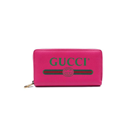 【DEAL】Pre-owned GUCCI PRINT Rose Pink Calfskin Wallet