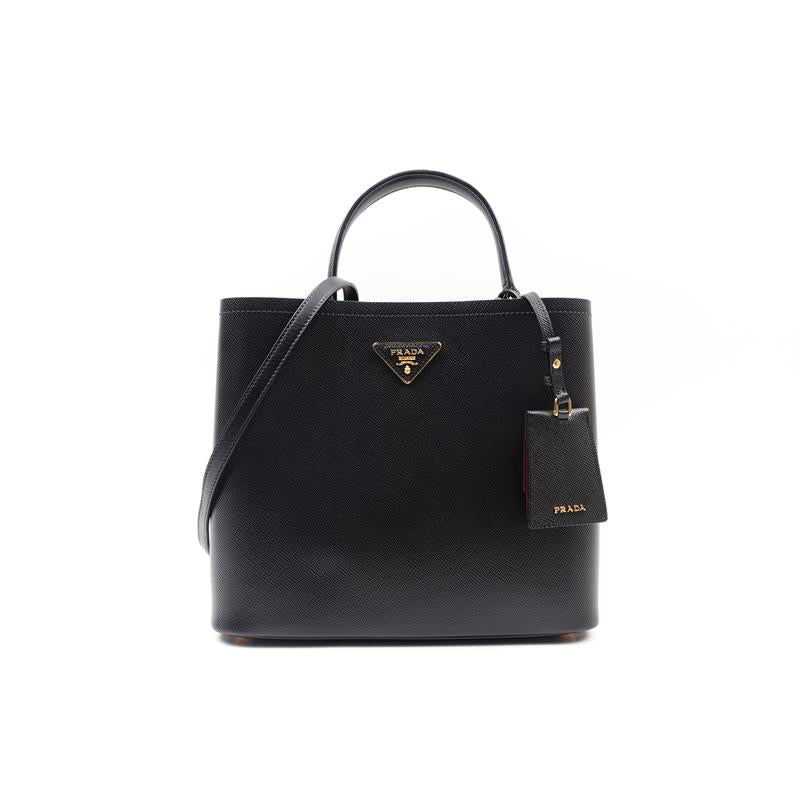 Pre-owned Prada Panier Black Saffiano Shoulder Bag