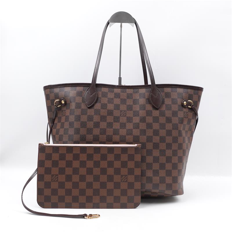 Pre-owed Louis Vuitton Neverfull Damier Ebene MM Coated Canvas Shoulder Bag-TS