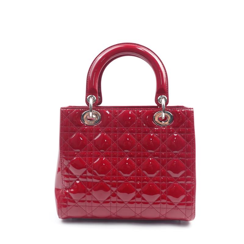 Pre-owned Dior Lady Red Vernis Crossbody Bag -HZ