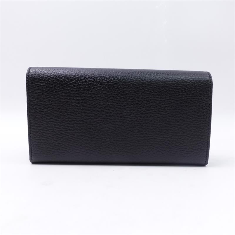 Pre-owned Gucci Black Calfskin Long Wallet