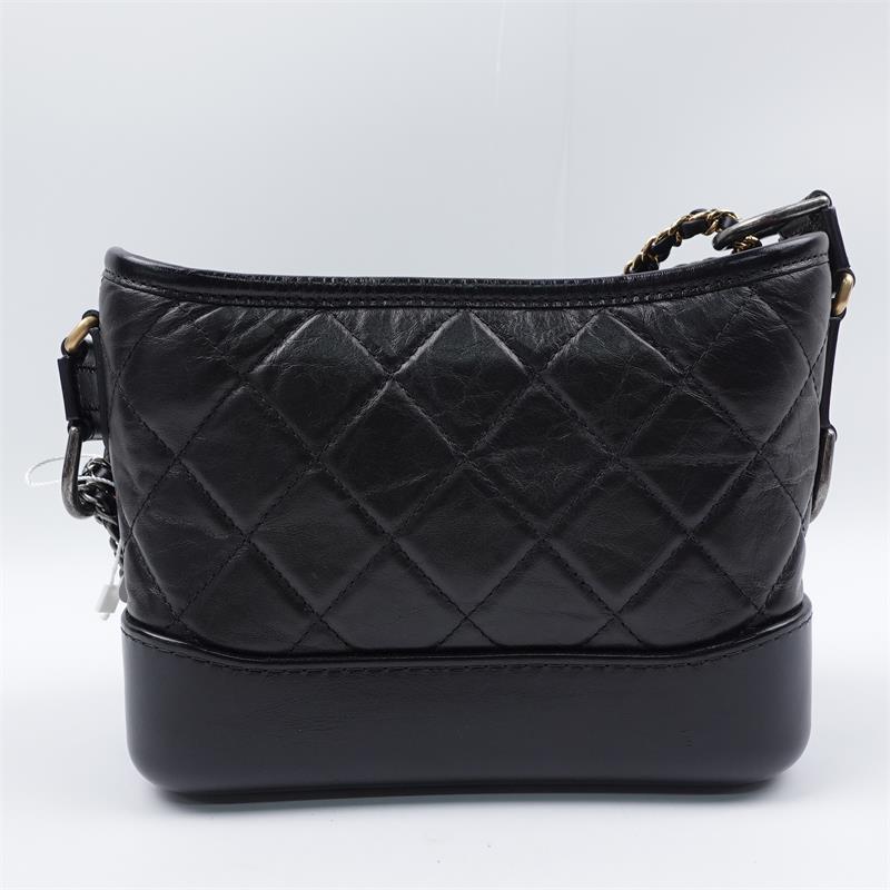 Pre-owned Chanel Gabrielle Black Calfskin Shoulder Bag-HZ