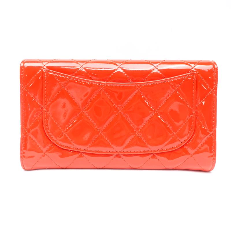 Pre-owned Chanel Orange Vernis Long Wallet