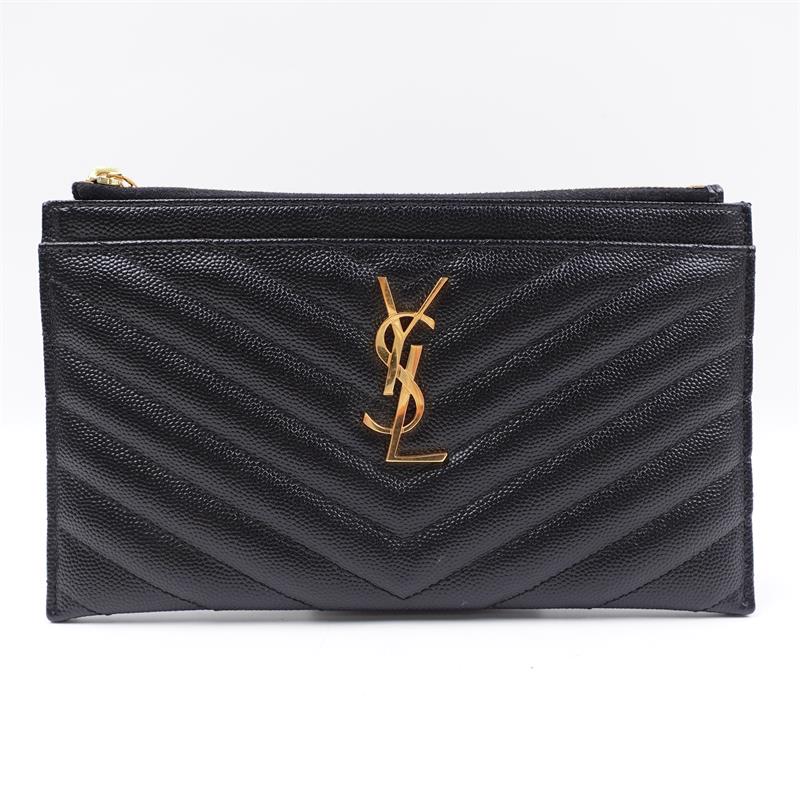 Pre-owned Saint Laurent Black Calfskin Clutch