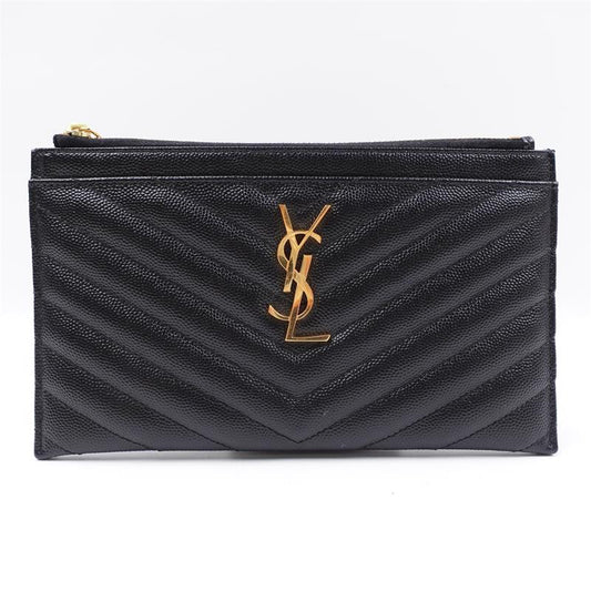 Pre-owned Saint Laurent Black Calfskin Clutch