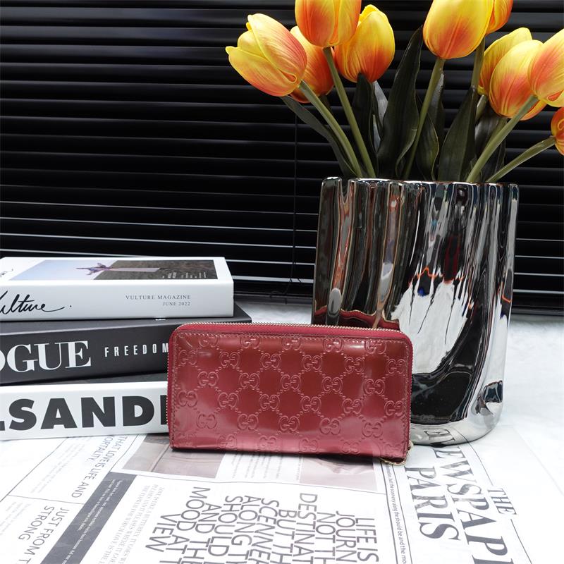 Pre-owned Gucci Gun Metal Pink Vernis Wallet