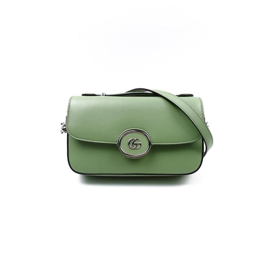 Pre-owned Gucci Petite Green Calfskin Shoulder Bag