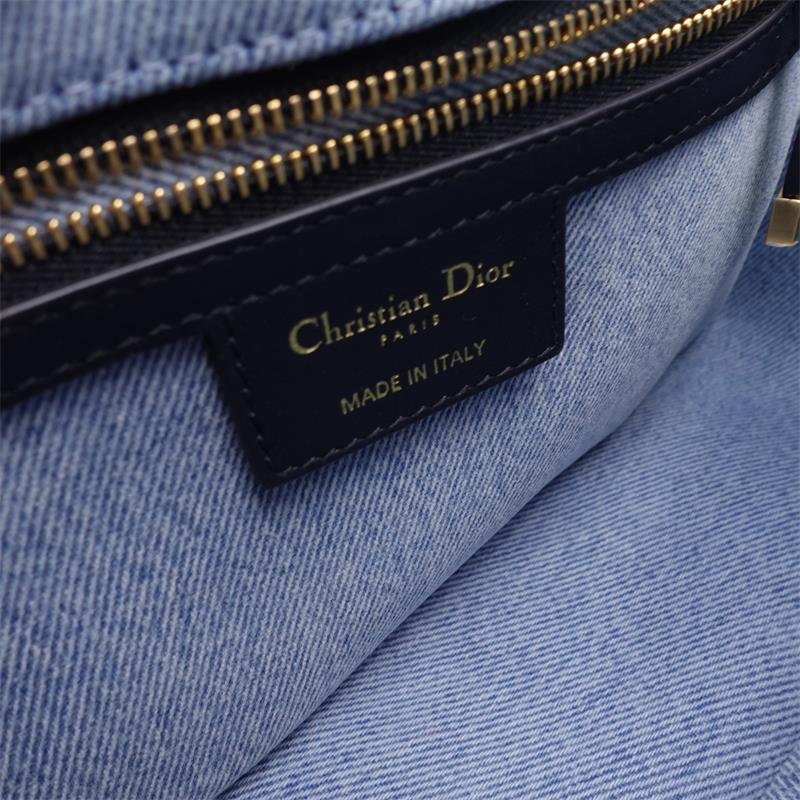 Pre-owned DIOR CARO Blue Denim Shoulder Bag