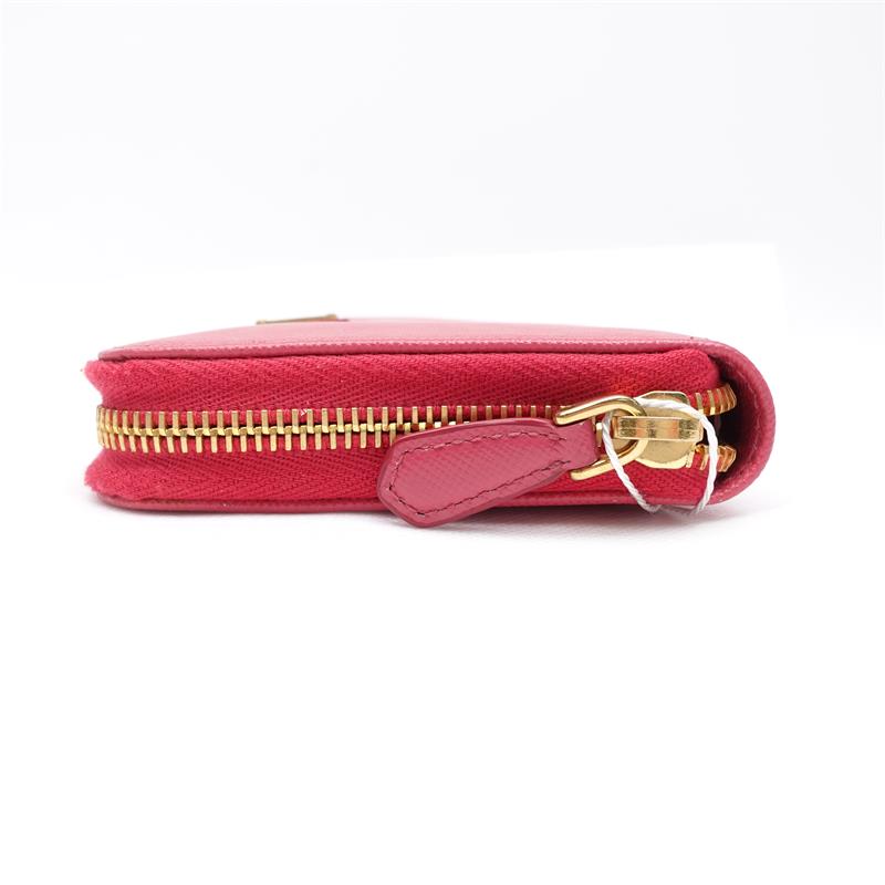 Pre-owned Prada Saffiano  Pink Calfskin Long Zipper Wallet