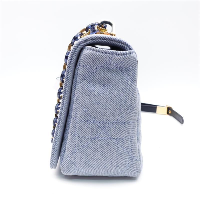 Pre-owned DIOR CARO Blue Denim Shoulder Bag