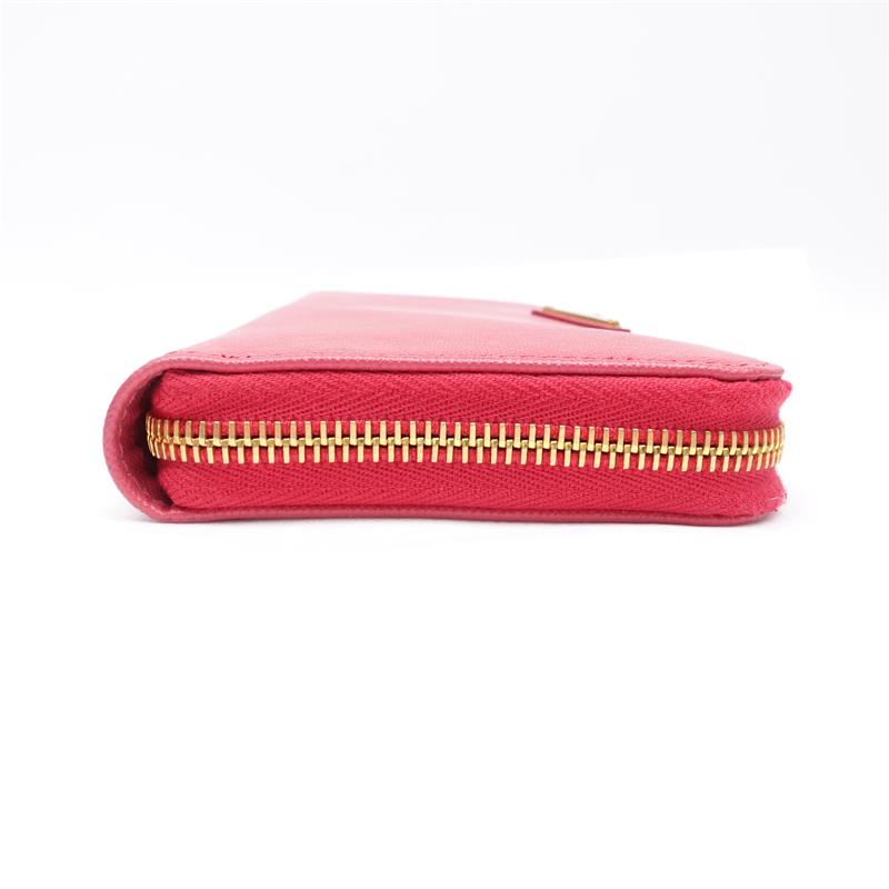 Pre-owned Prada Saffiano  Pink Calfskin Long Zipper Wallet