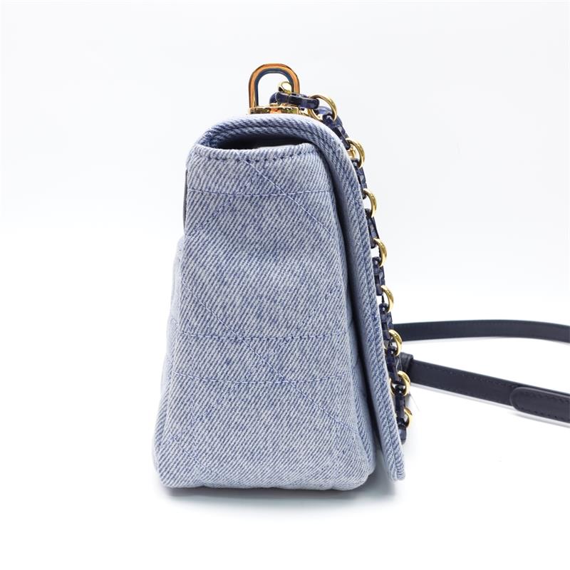 Pre-owned DIOR CARO Blue Denim Shoulder Bag