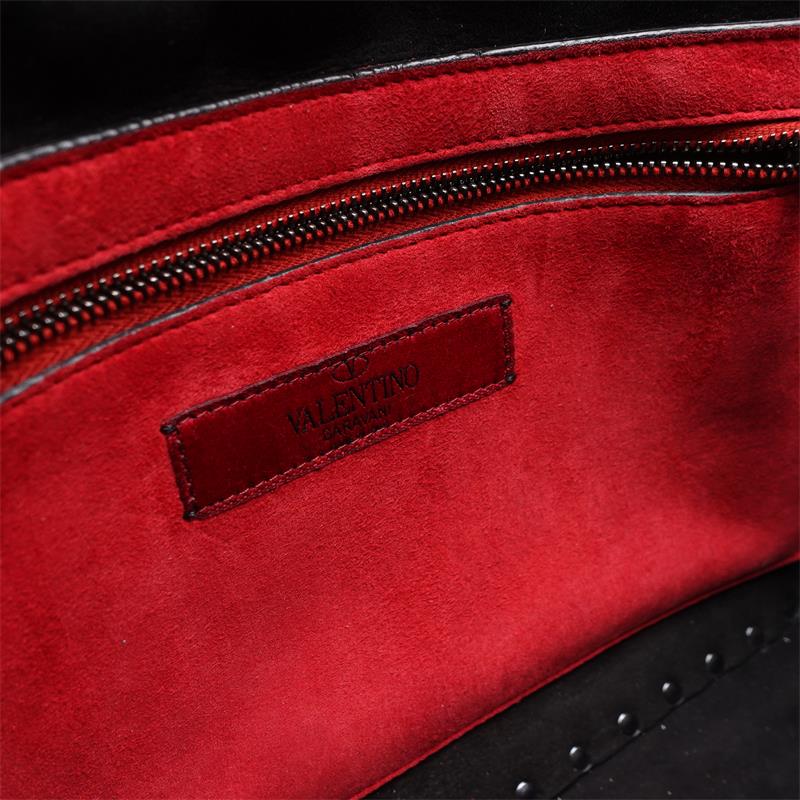 Pre-owned Valentino Rockstud Spike Black Leather Shoulder Bag - HZ