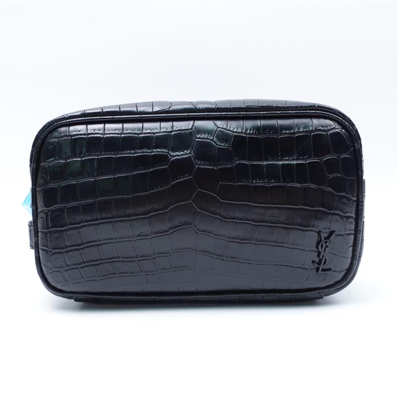 Pre-owned Saint Laurent Black Calfskin Makeup Bag