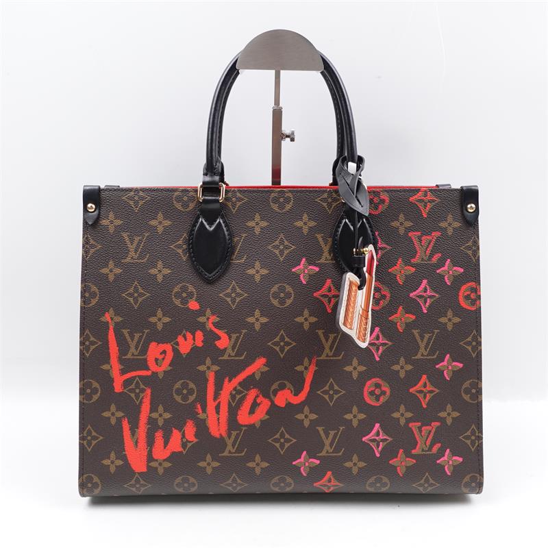 Pre-owned Louis Vuitton Onthego Full In Love MM Coated Canvas Tote