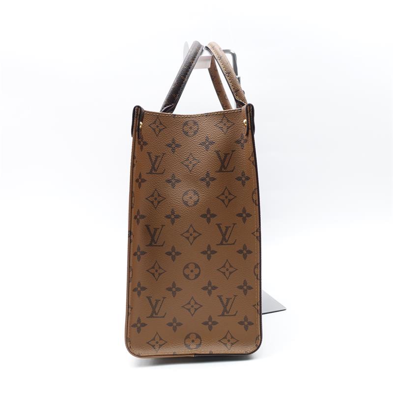 Pre-owned Louis Vuitton On The Go Brown Coated Canvas Tote-TS