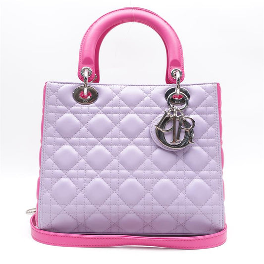 Pre-owned Dior Lady Medium Purple & Pink Lambskin Shoulder Bag - HZTT