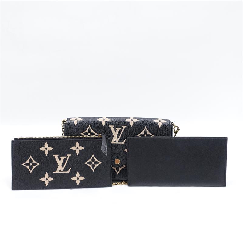 Pre-owned Louis Vuitton Black Pochette Felicie Calfskin Shoulder Bag