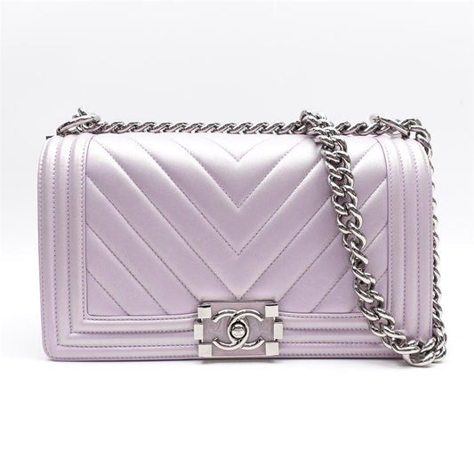Pre-owned Chanel Leboy Pearl Purple&Silver Shoulder Bag-HZ