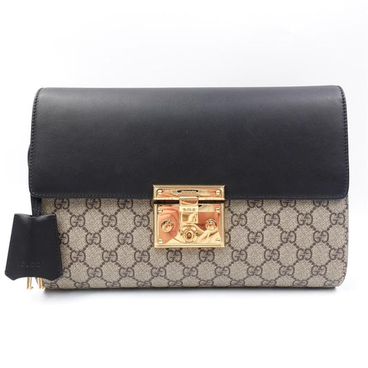 Pre-owned Gucci Padlock Beige Coated Canvas Clutch-HZ