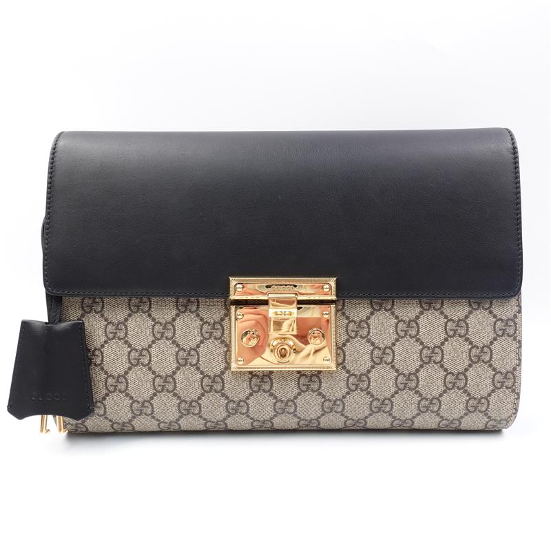 Pre-owned Gucci Padlock Beige Coated Canvas Clutch-HZ