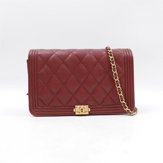 Pre-owned Chanel Leboy Red With Gold Hardware Caviar Shoulder Bag - TS
