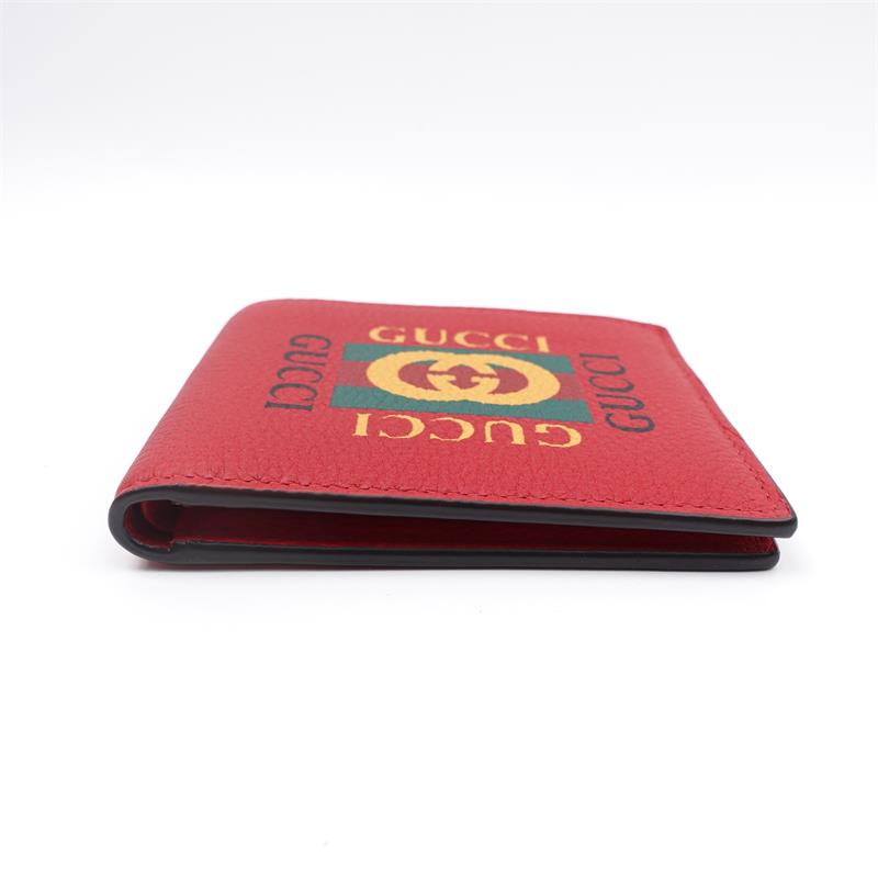 Pre-owned Gucci Print Red Calfskin Bifold Wallet