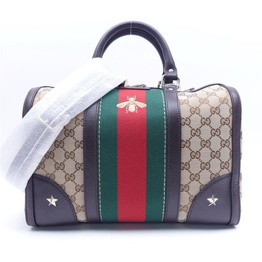 【DEAL】Pre-owned Gucci Boston Bee Canvas Shoulder Bag