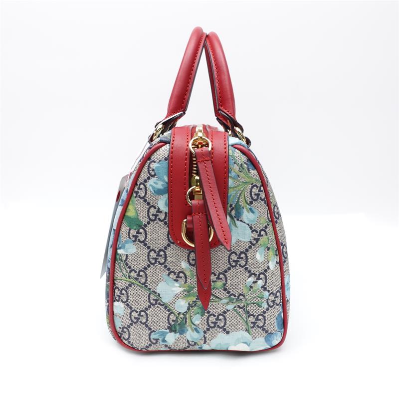 Pre-owned Gucci Boston Blooms GG Blue Coated Canvas Crossbody Bag