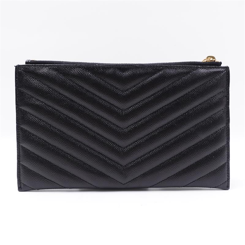 Pre-owned Saint Laurent Black Calfskin Clutch